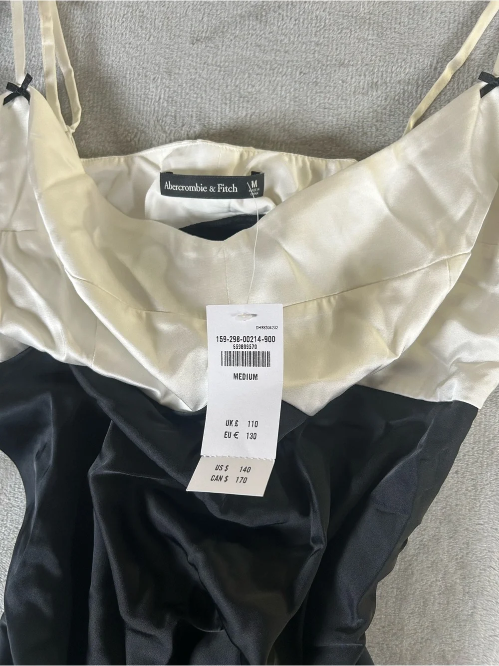 Abercrombie & Fitch NWT Julia Slip Bodice Black and White Maxi Slip Dress